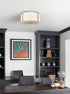 Trani Mid Century Fabric Drum Shade Gold Flush Mount Ceiling Light